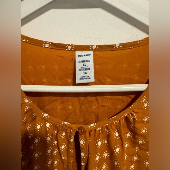 NEW Old Navy Maternity keyhole dress tunic mustard sun print flowy babydoll XL - Picture 3 of 4